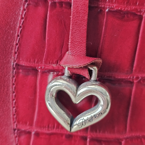 Brighton Red Croc-Embossed Heart Handle Bag - Picture 5 of 7